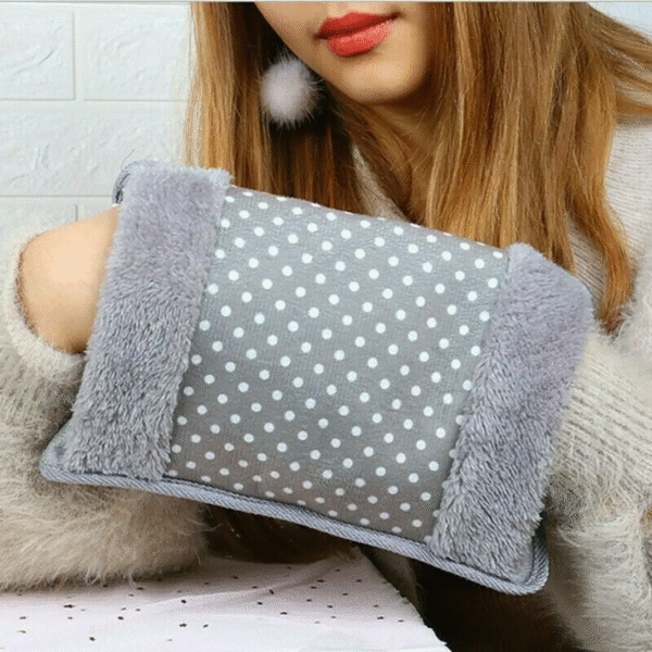 Rechargeable Electric Hot Water Bag – Fast Heating Hand Warmer with Soft Plush Cover (Color Random)