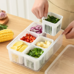 6-Grid Refrigerator Organizer Storage Box – Multi-Purpose Fridge Storage Container