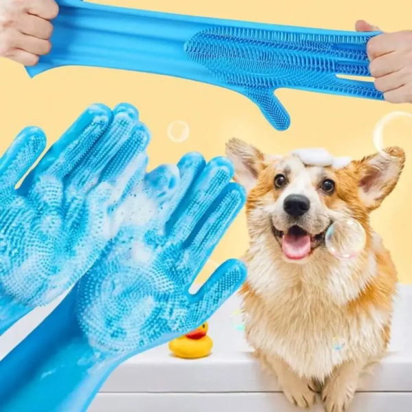 Multi-Purpose Silicone Cleaning & Pet Grooming Gloves – Dishwashing, Dog Bath, Hair Removal & Massage Gloves