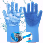 Multi-Purpose Silicone Cleaning & Pet Grooming Gloves – Dishwashing, Dog Bath, Hair Removal & Massage Gloves