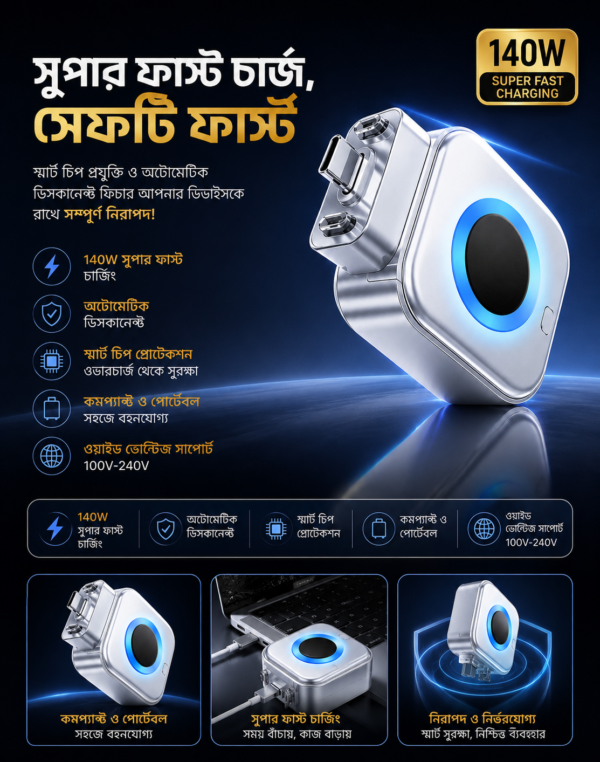 AI Auto-Disconnect Type-C Smart Charging Adapter