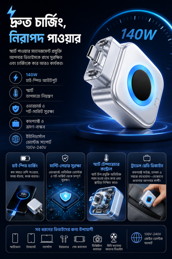 AI Auto-Disconnect Type-C Smart Charging Adapter