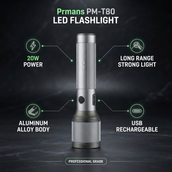 PM-T80 20W LED Aluminum Alloy Flashlight